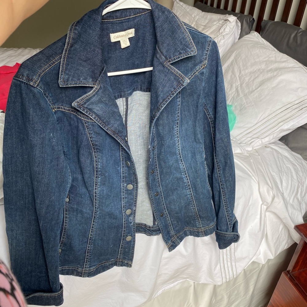 Blue denim jacket.